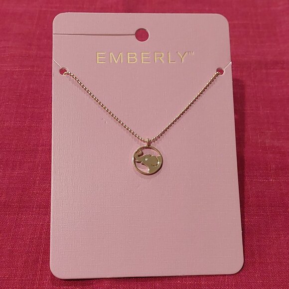 NWT - Emberly Gold Tone Cutout Elephant Pendant Necklace - Picture 1 of 9